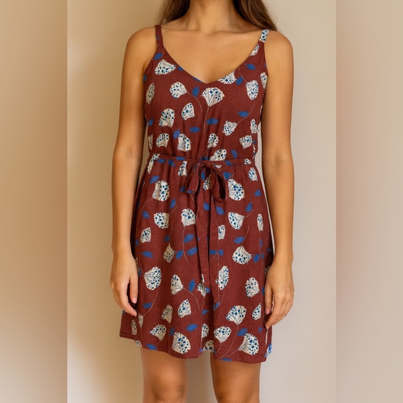 From The Stash Womens Handmade Red Floral Cotton Mini Dress - Picture 1 of 8